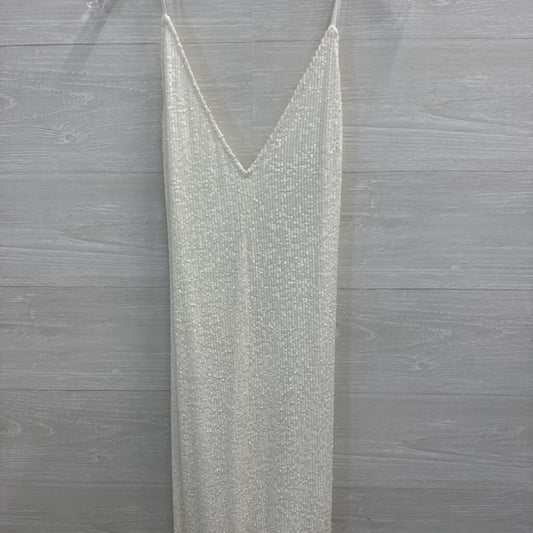 Lulu's White Sequin Long Formal with Low Back and Train Large