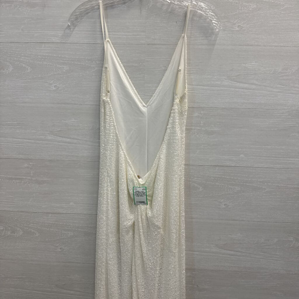 Lulu's White Sequin Long Formal with Low Back and Train Large