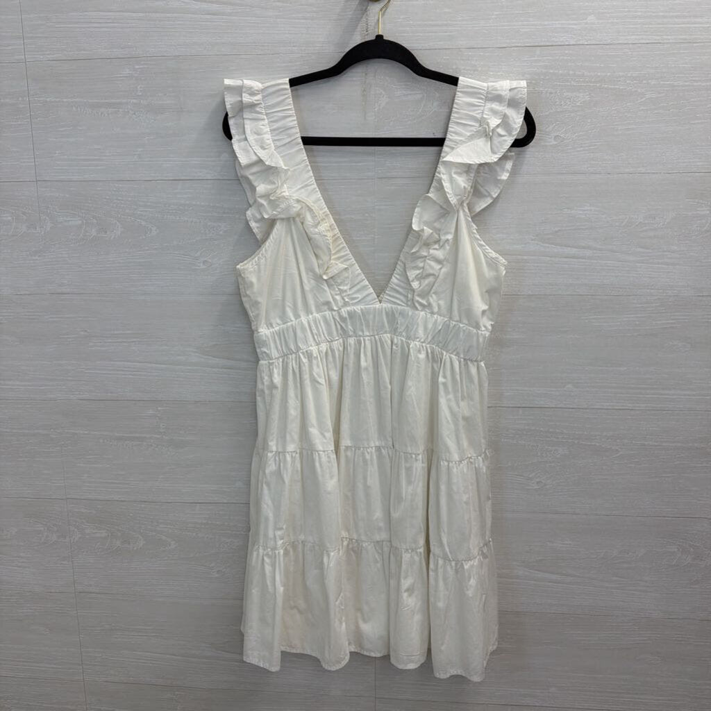 Abercrombie and Fitch White Ruffle Short Sleeve Dress Medium
