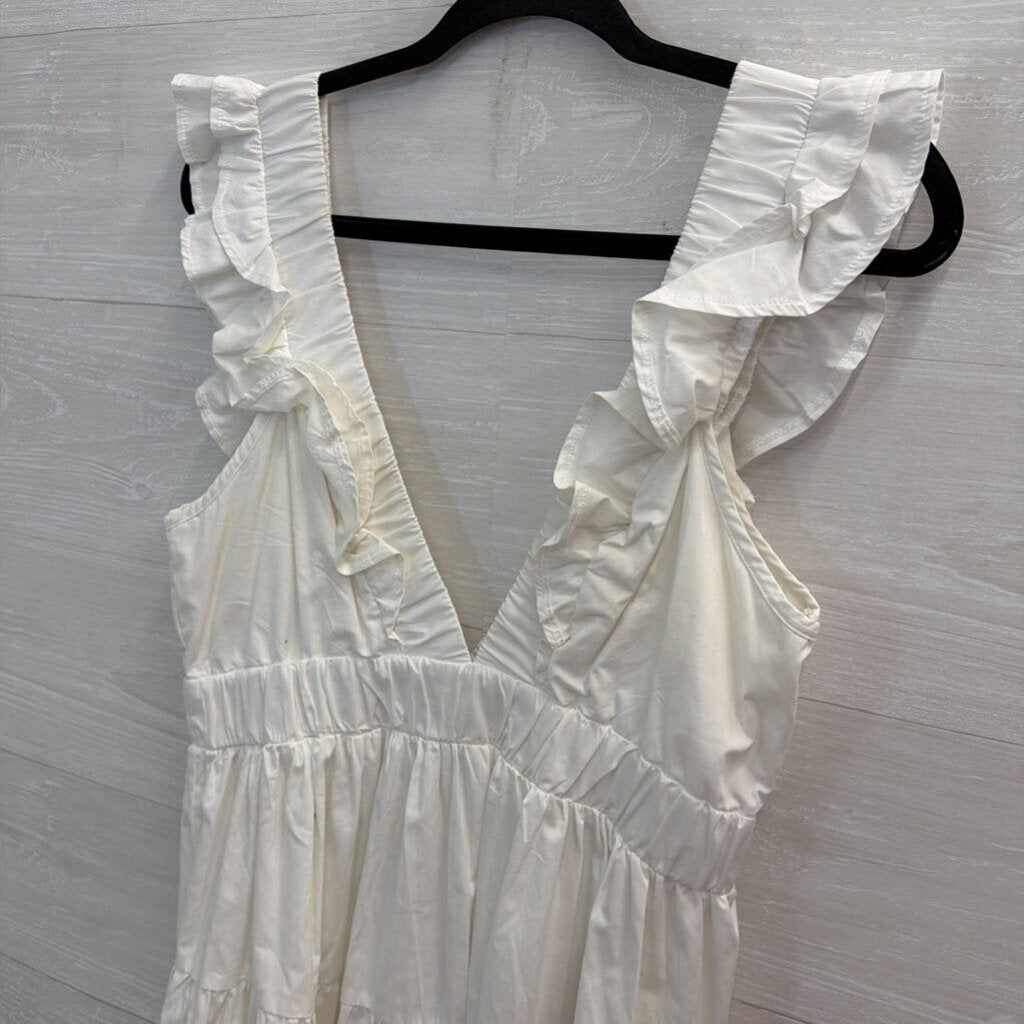 Abercrombie and Fitch White Ruffle Short Sleeve Dress Medium