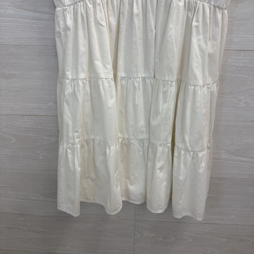 Abercrombie and Fitch White Ruffle Short Sleeve Dress Medium