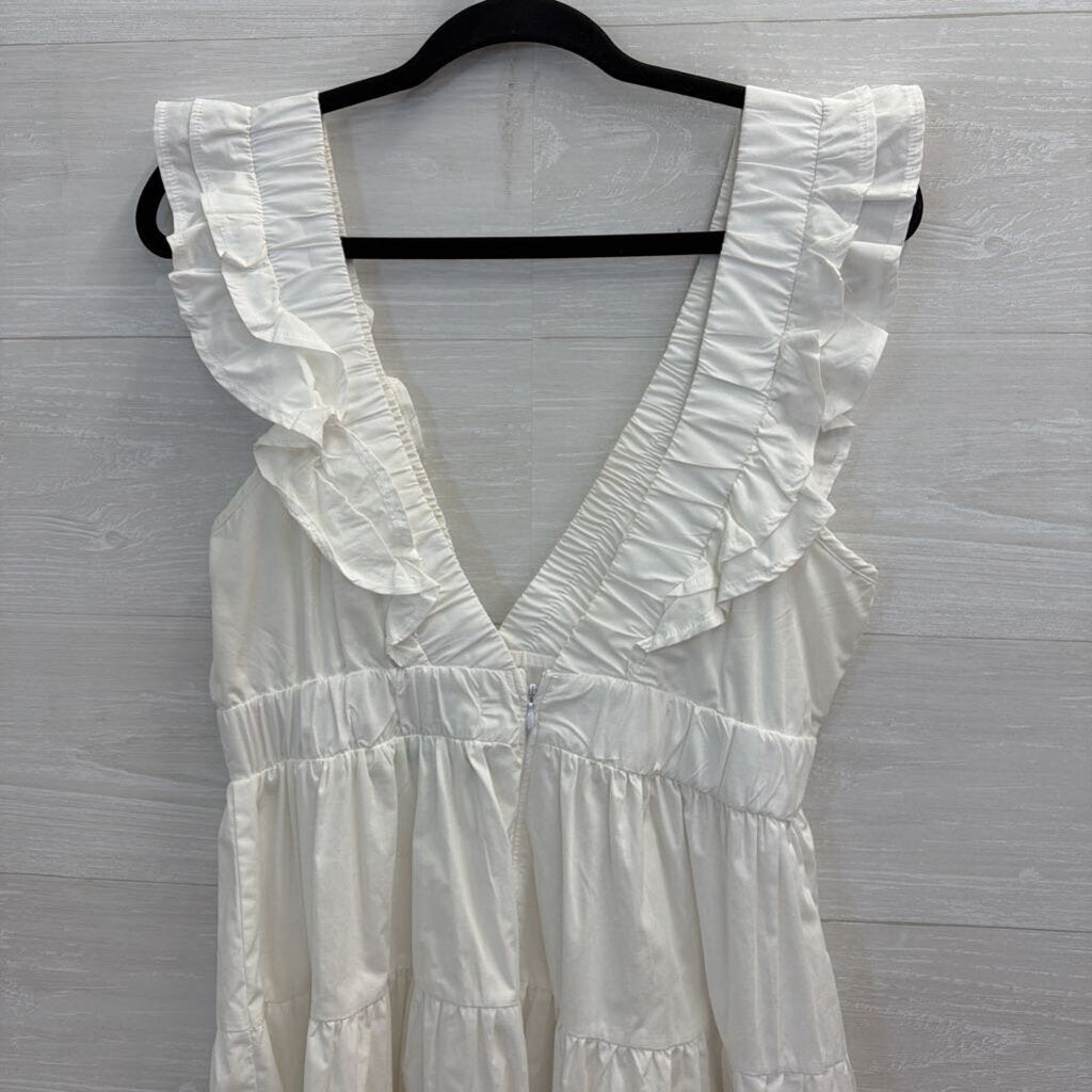 Abercrombie and Fitch White Ruffle Short Sleeve Dress Medium