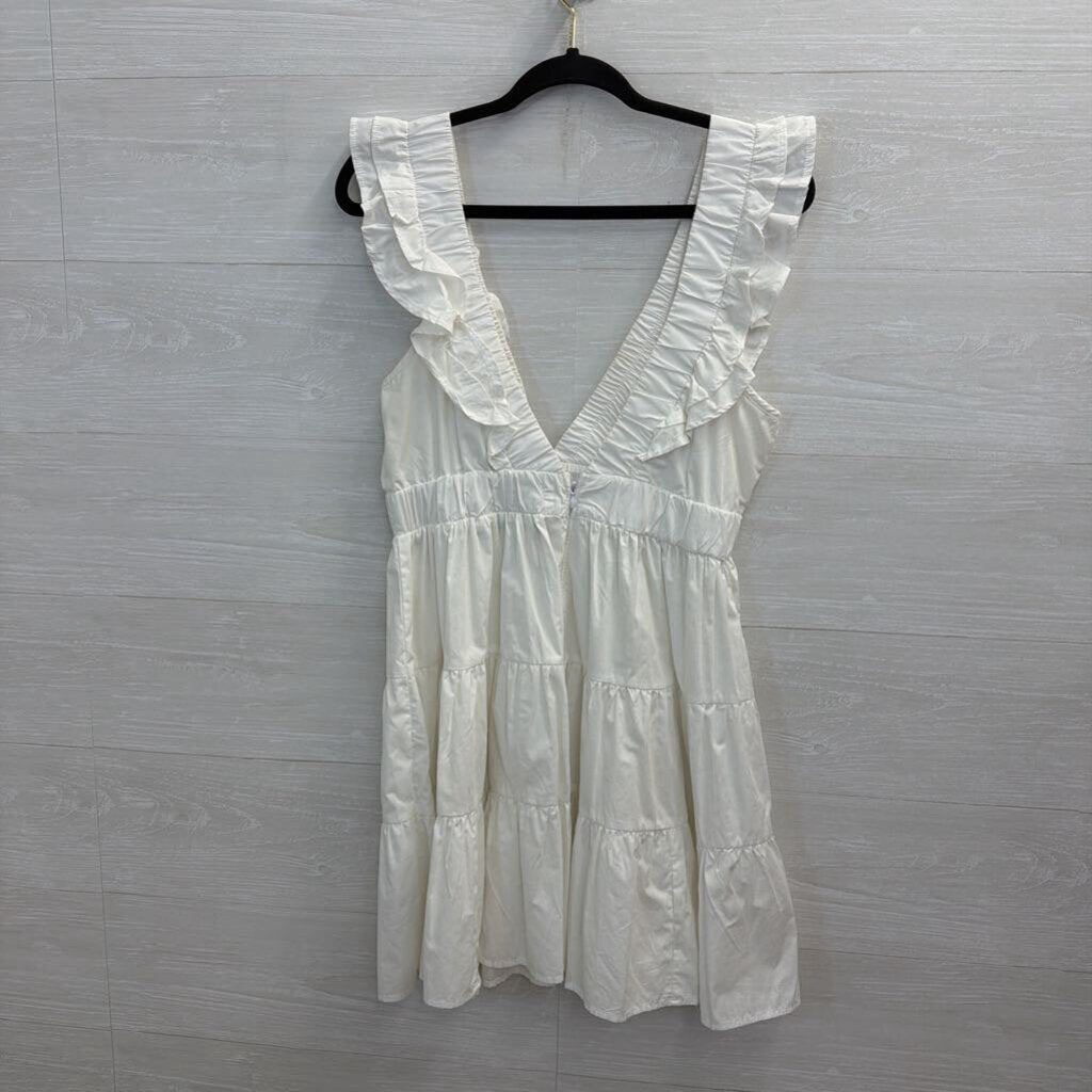 Abercrombie and Fitch White Ruffle Short Sleeve Dress Medium