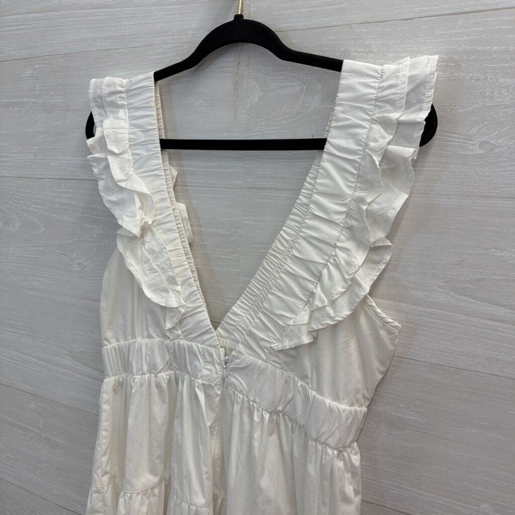 Abercrombie and Fitch White Ruffle Short Sleeve Dress Medium