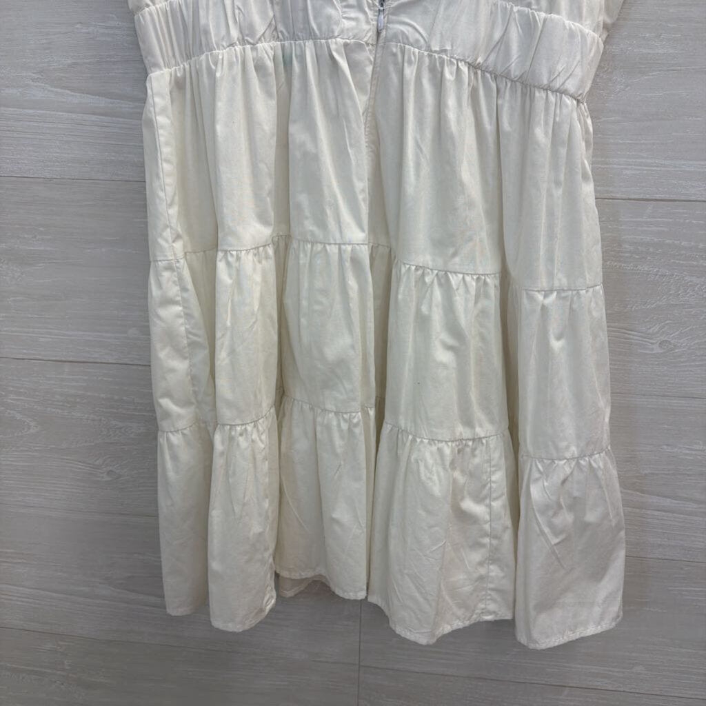 Abercrombie and Fitch White Ruffle Short Sleeve Dress Medium