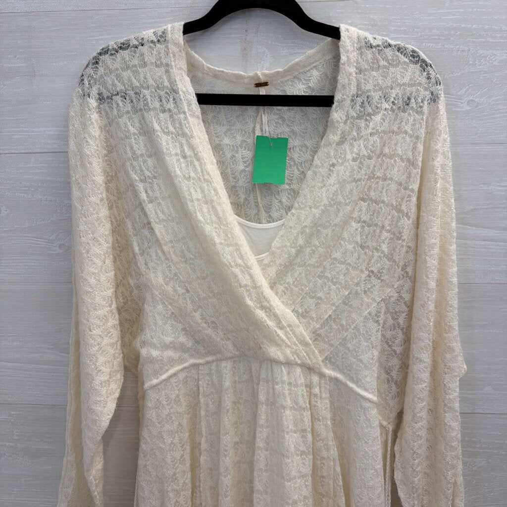 Free People White Lace Longsleeve Dress Small