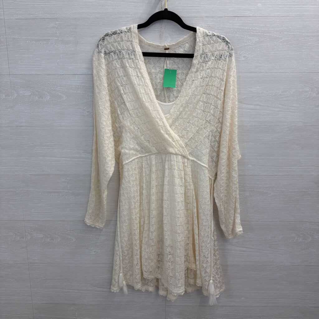 Free People White Lace Longsleeve Dress Small