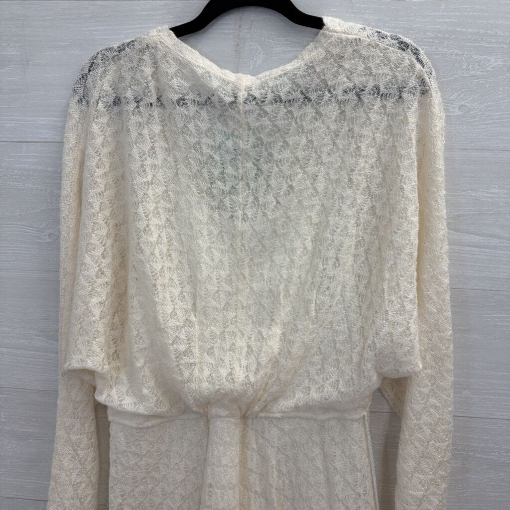Free People White Lace Longsleeve Dress Small