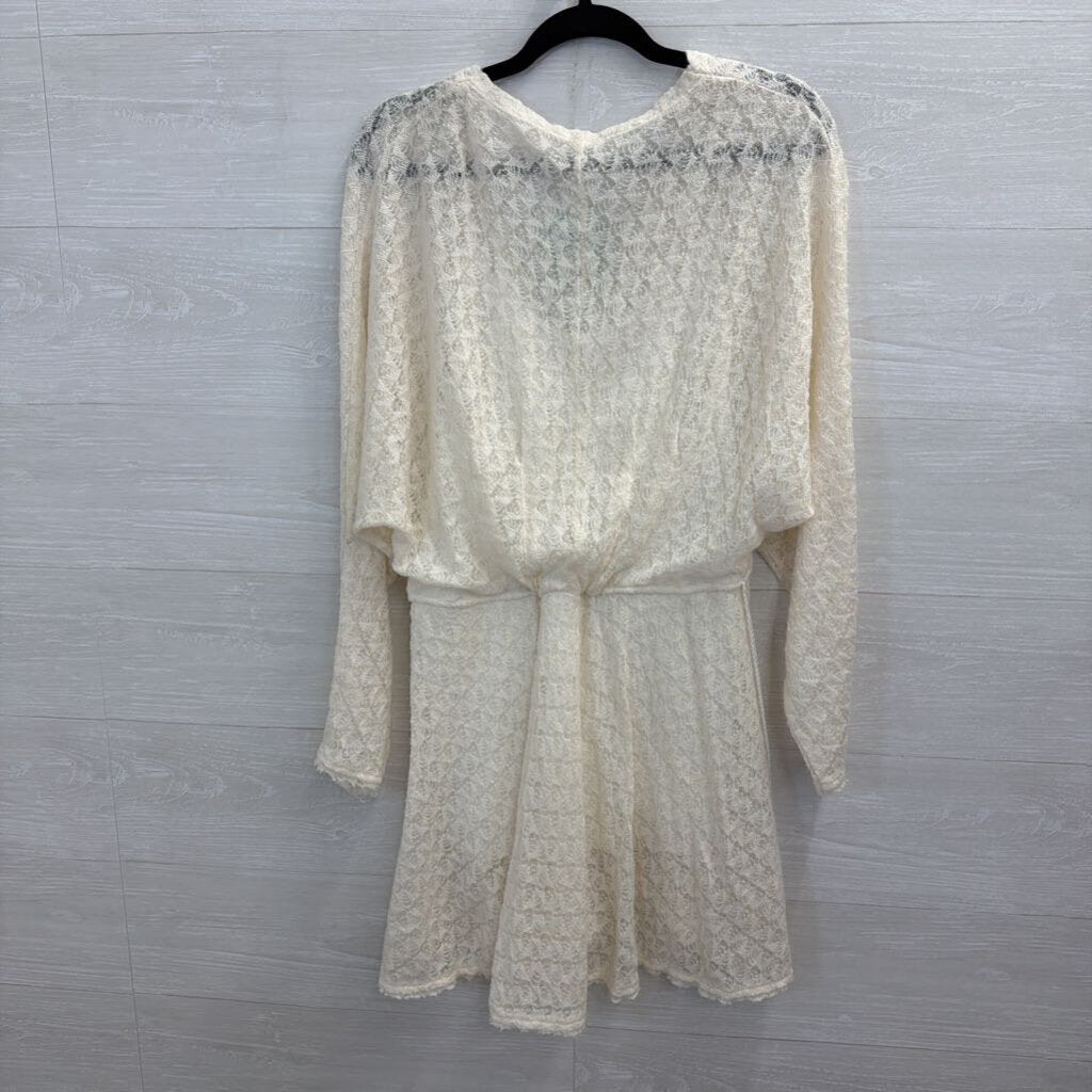 Free People White Lace Longsleeve Dress Small