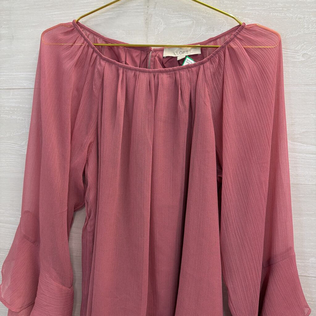 Loft Orchid Flowy Long Sleeve Blouse Medium