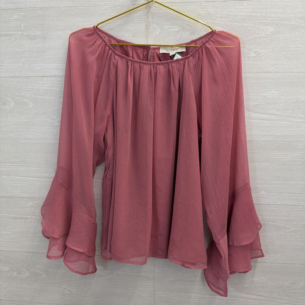 Loft Orchid Flowy Long Sleeve Blouse Medium