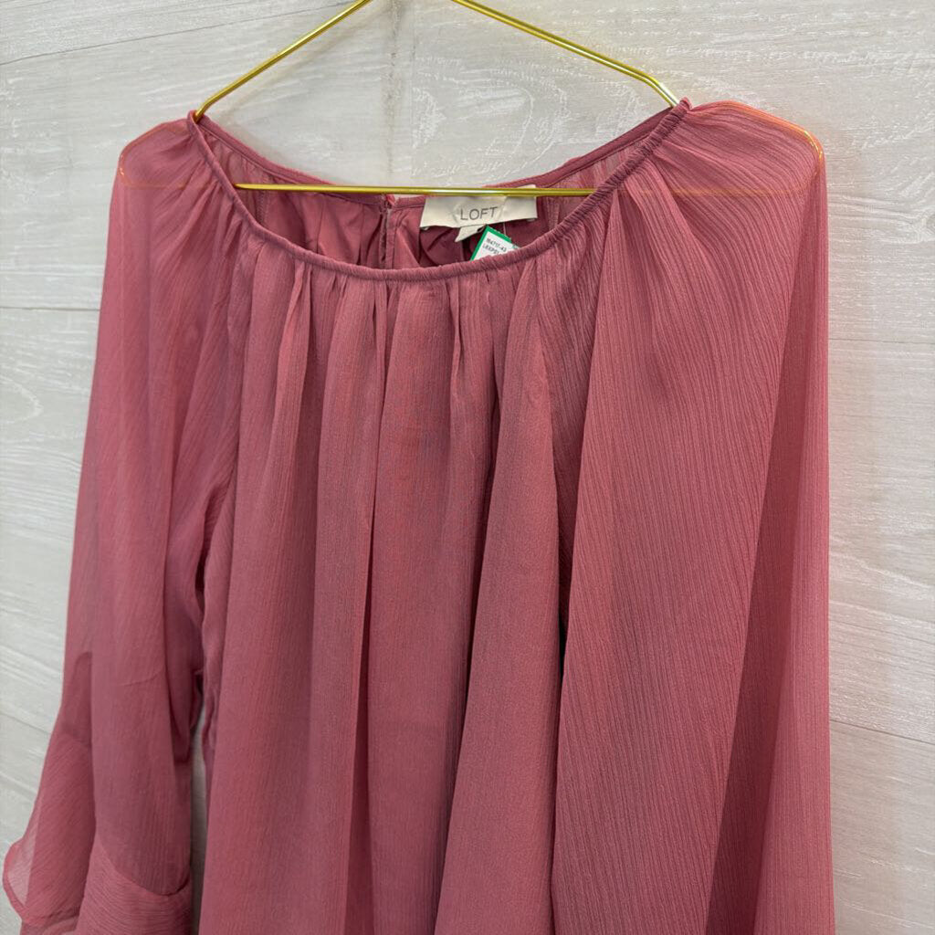 Loft Orchid Flowy Long Sleeve Blouse Medium