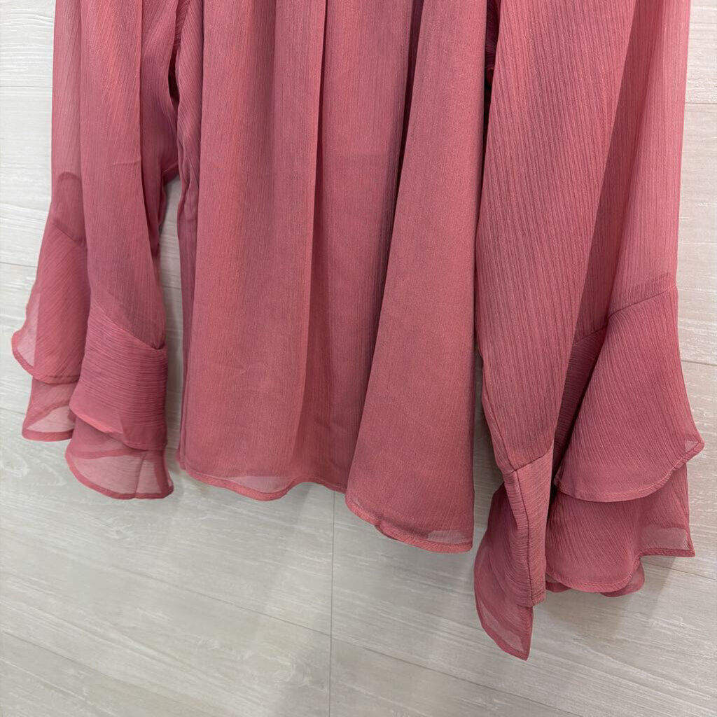 Loft Orchid Flowy Long Sleeve Blouse Medium
