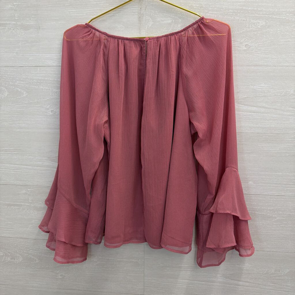 Loft Orchid Flowy Long Sleeve Blouse Medium