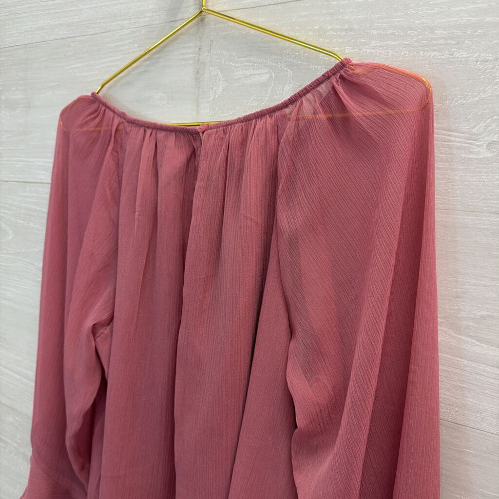 Loft Orchid Flowy Long Sleeve Blouse Medium