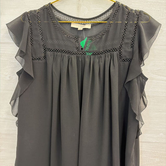 Loft Grey Short Sleeve Flowy Blouse Medium