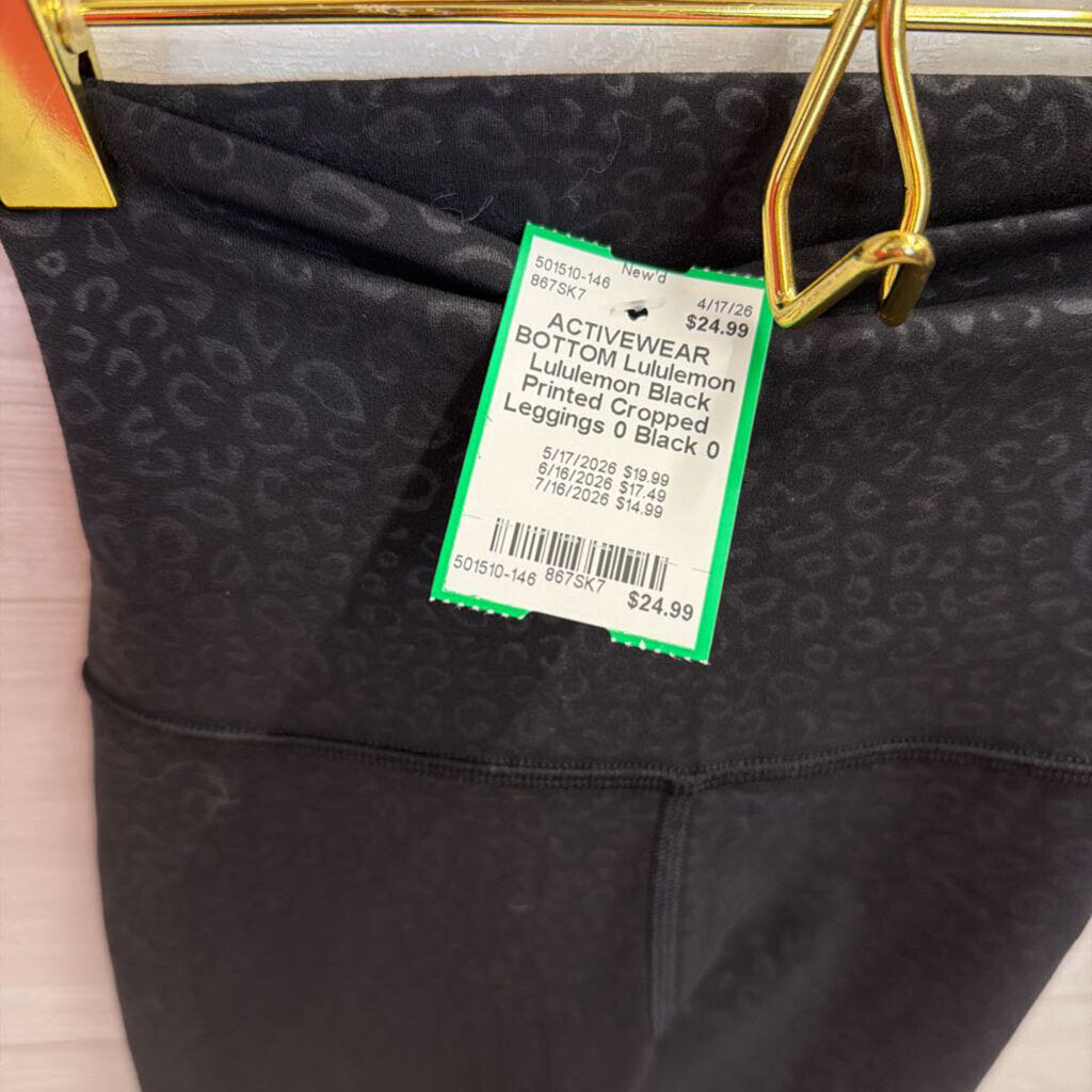 Lululemon Black Printed Cropped Leggings 0