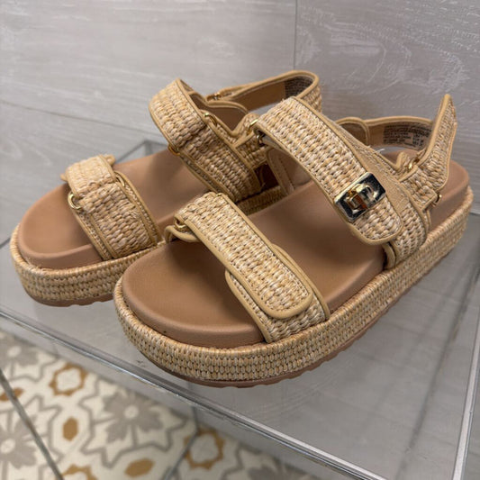 Madden NYC Raffia Flatform Sandals 7