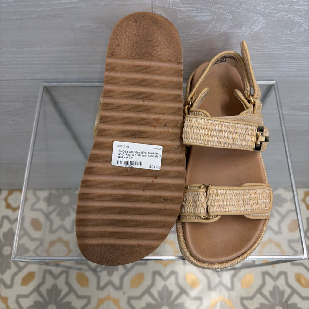 Madden NYC Raffia Flatform Sandals 7