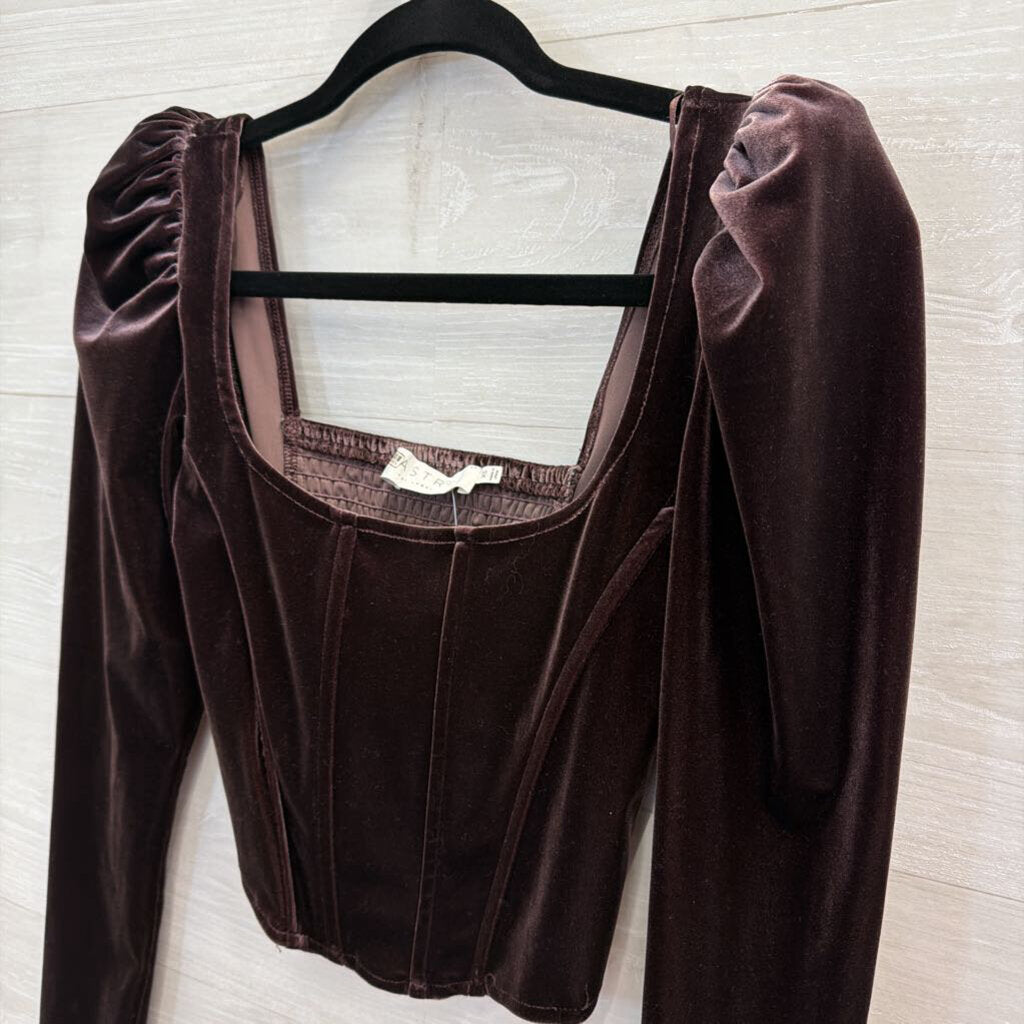 ASTR Purple Velvet Long Sleeve Crop Top Extra Small