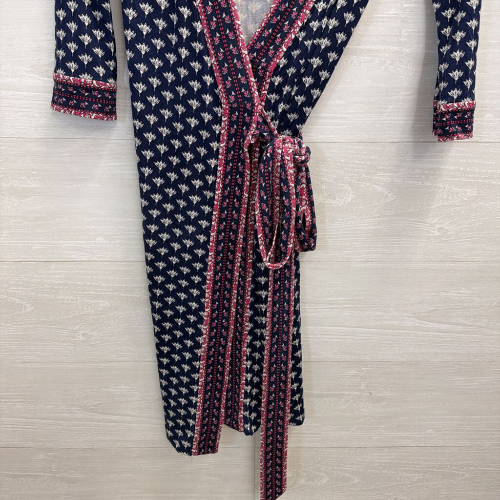 Diane von Furstenberg Navy/Pink Printed Wrap Dress