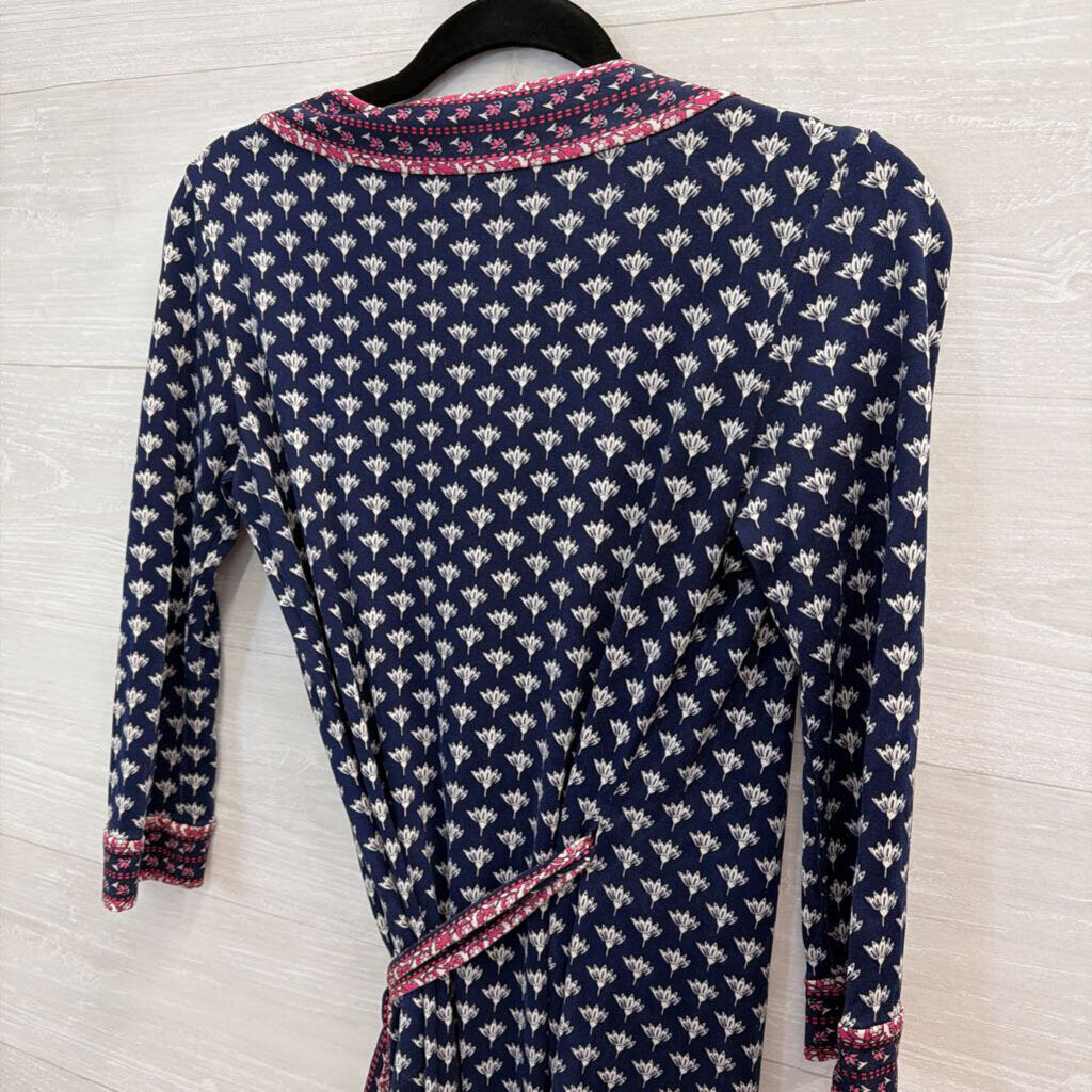 Diane von Furstenberg Navy/Pink Printed Wrap Dress