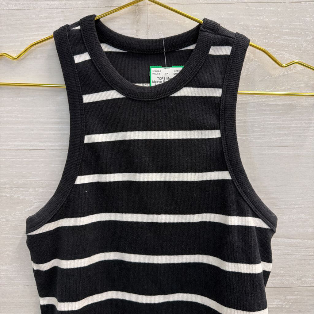 Maeve Navy/ White Striped Cropped Tank Top Small