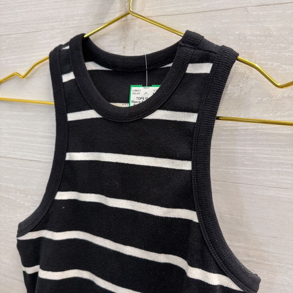 Maeve Navy/ White Striped Cropped Tank Top Small