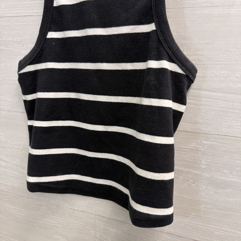Maeve Navy/ White Striped Cropped Tank Top Small
