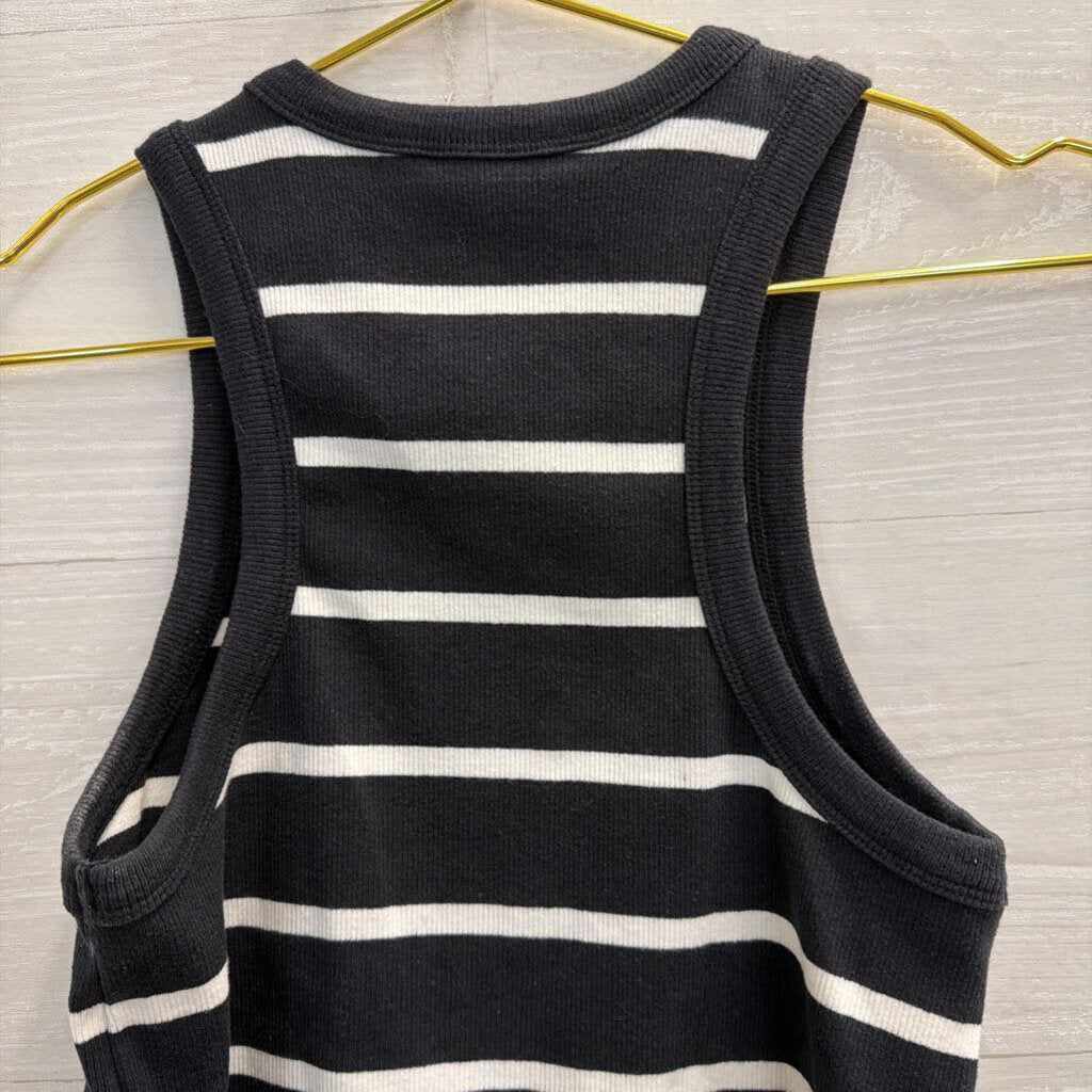 Maeve Navy/ White Striped Cropped Tank Top Small