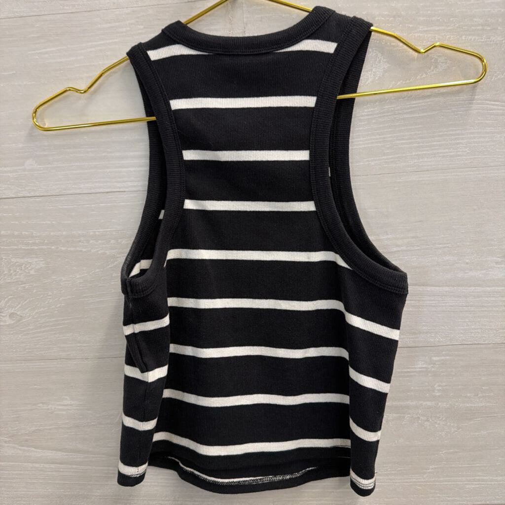 Maeve Navy/ White Striped Cropped Tank Top Small