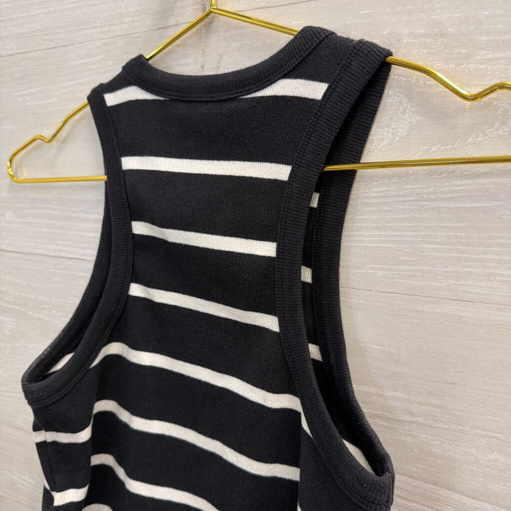 Maeve Navy/ White Striped Cropped Tank Top Small