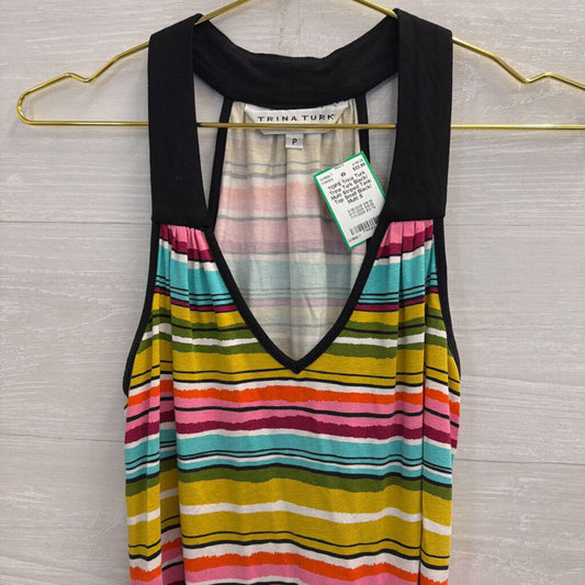 Trina Turk Black/ Multi Striped Tank Top Small