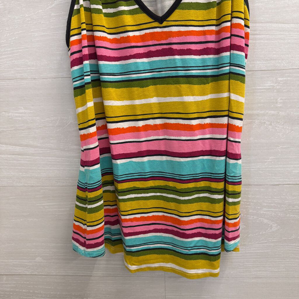 Trina Turk Black/ Multi Striped Tank Top Small