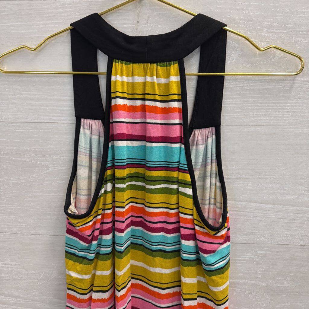 Trina Turk Black/ Multi Striped Tank Top Small