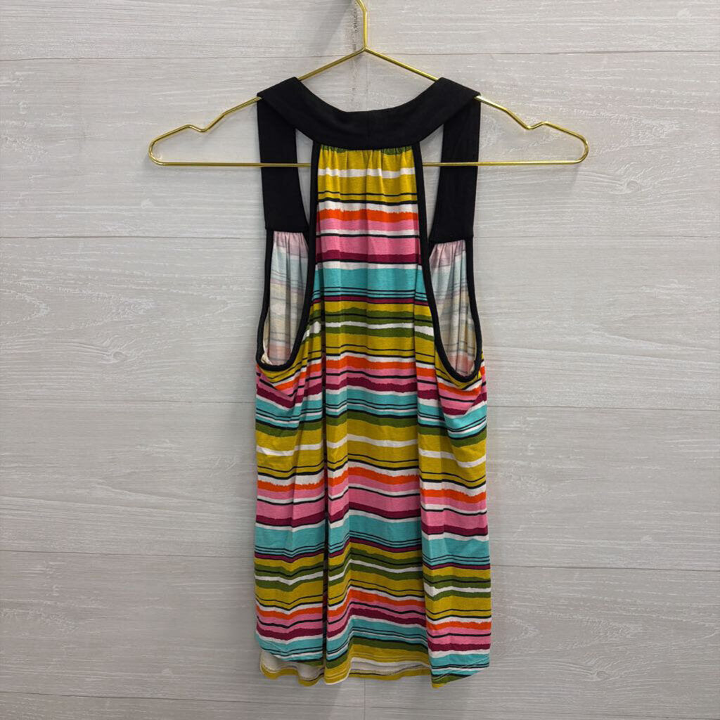 Trina Turk Black/ Multi Striped Tank Top Small