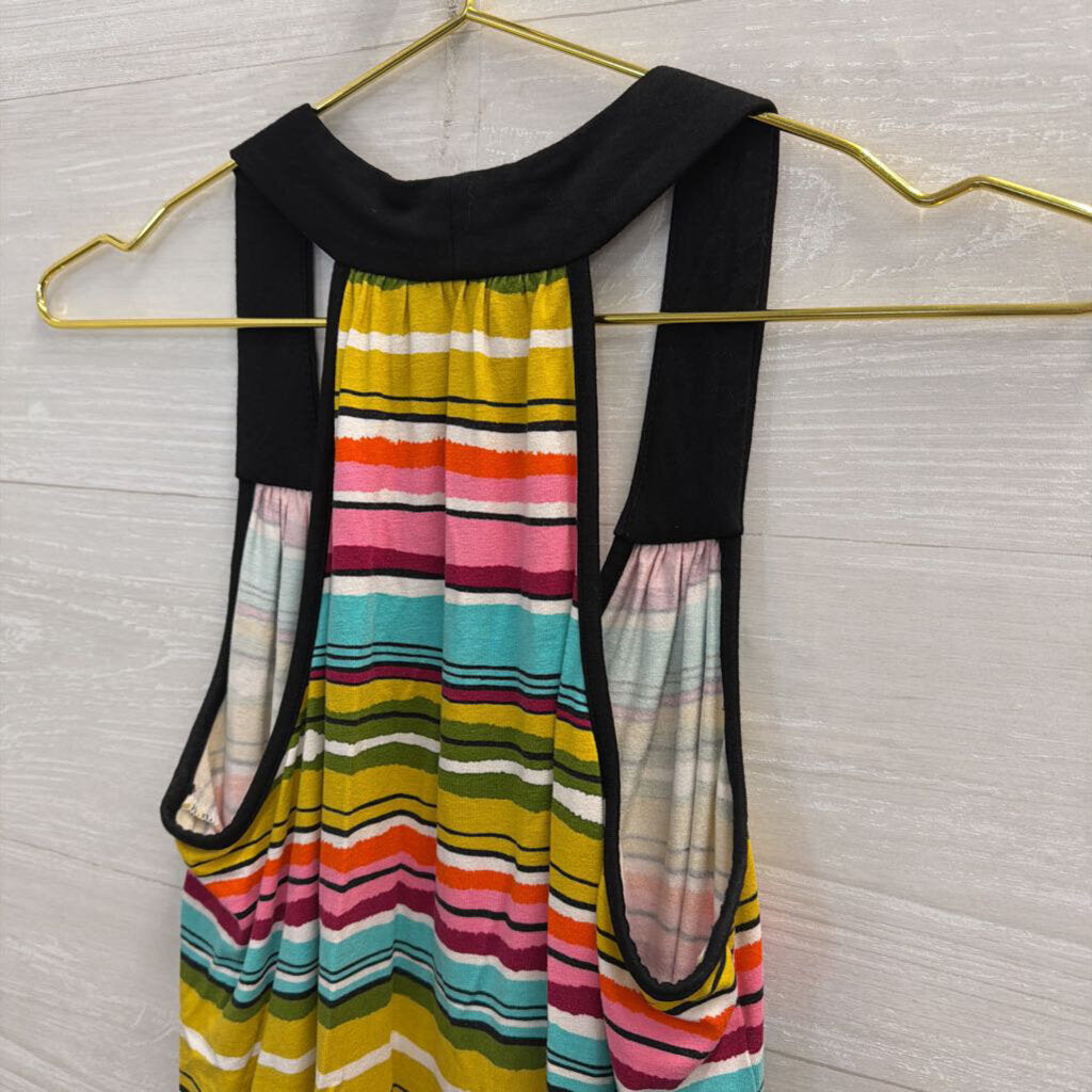 Trina Turk Black/ Multi Striped Tank Top Small