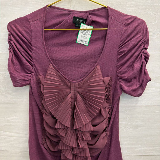 Deletta Purple 3D Textured Short Sleeve Top Small