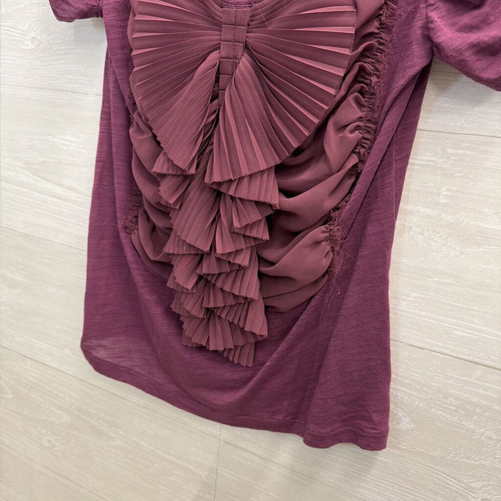 Deletta Purple 3D Textured Short Sleeve Top Small