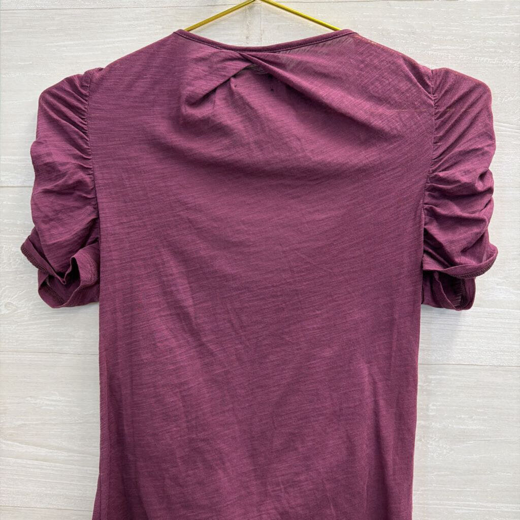 Deletta Purple 3D Textured Short Sleeve Top Small