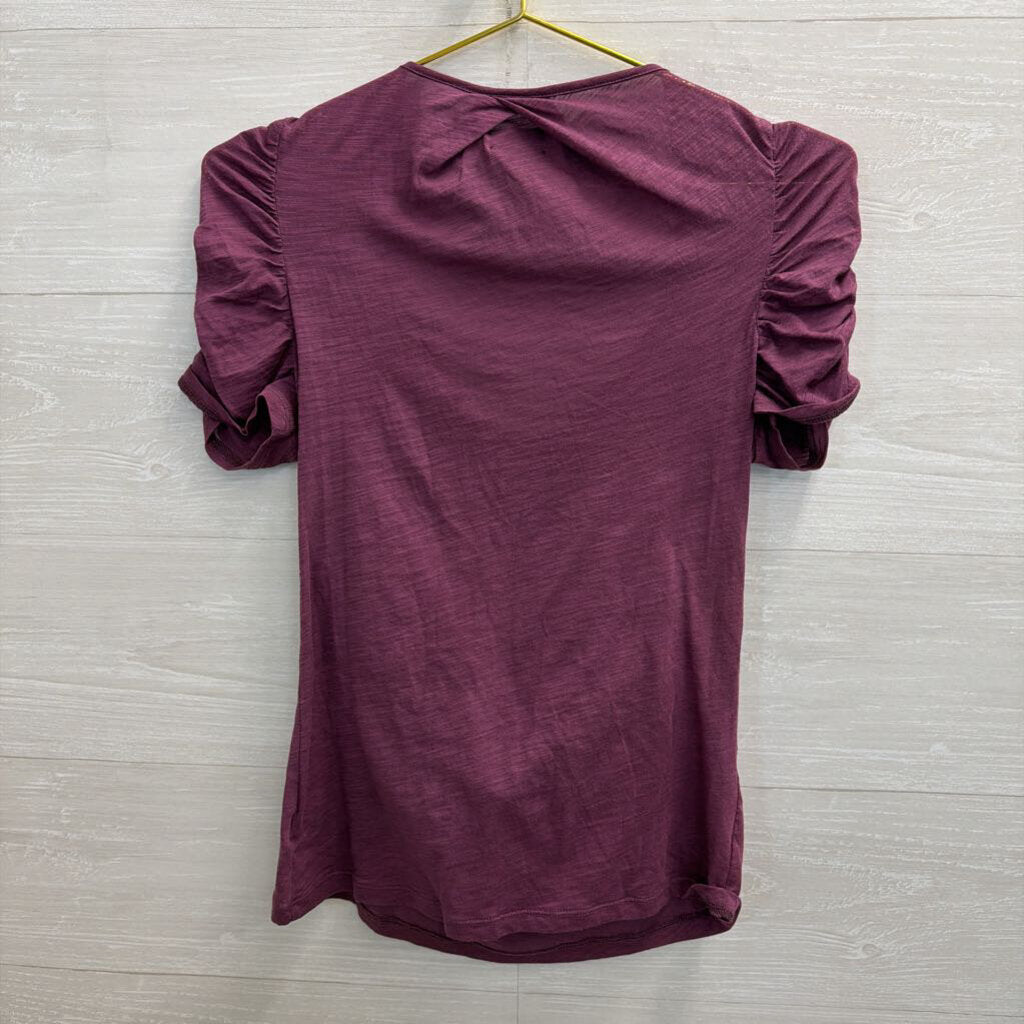 Deletta Purple 3D Textured Short Sleeve Top Small