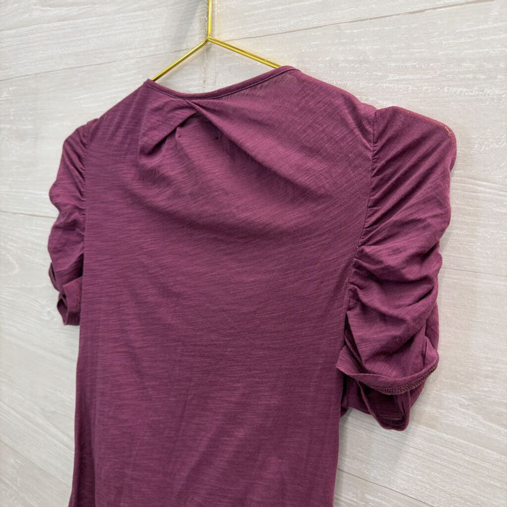 Deletta Purple 3D Textured Short Sleeve Top Small