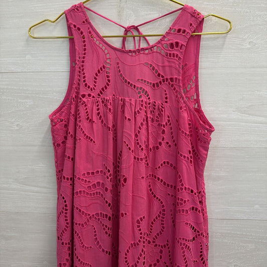 Maeve Pink Eyelet High Neck Maxi Dress Extra Small
