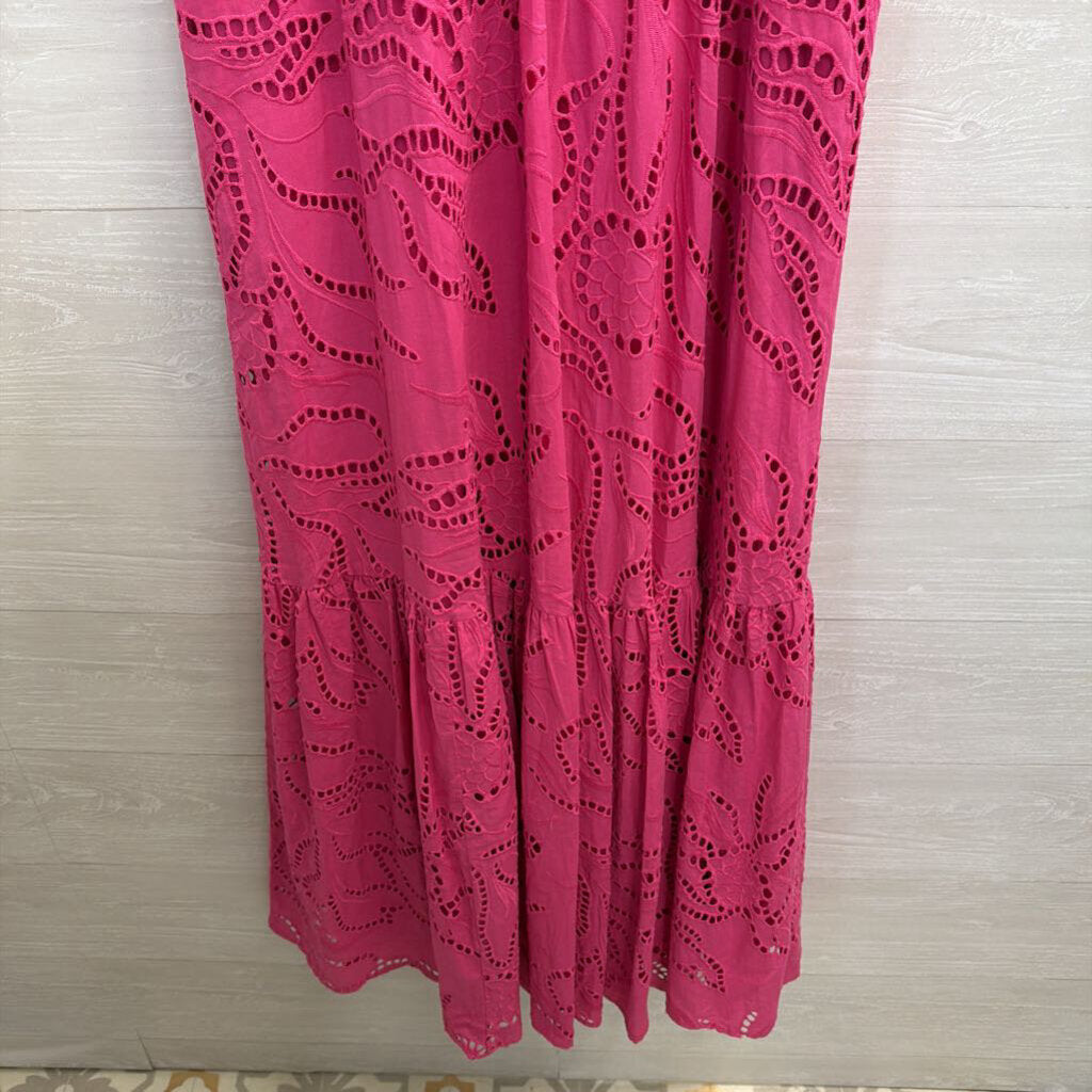 Maeve Pink Eyelet High Neck Maxi Dress Extra Small