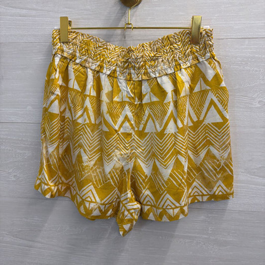 Anthropologie Yellow/ White Print Pull On Shorts Small