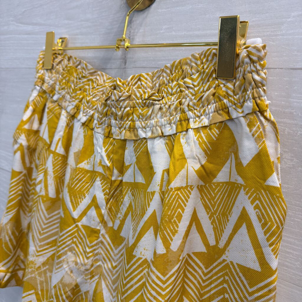 Anthropologie Yellow/ White Print Pull On Shorts Small