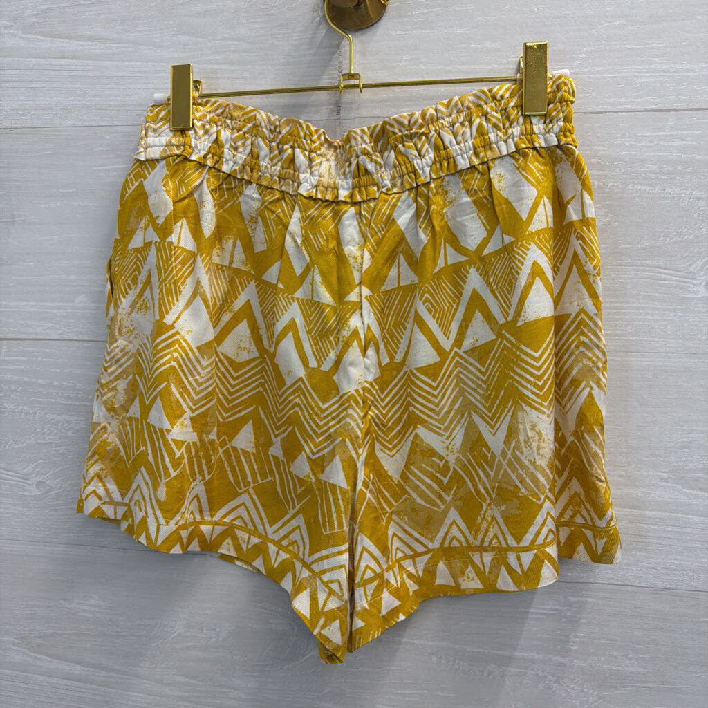 Anthropologie Yellow/ White Print Pull On Shorts Small