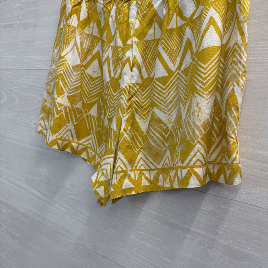 Anthropologie Yellow/ White Print Pull On Shorts Small