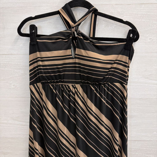 Soma Black/ Brown Striped Halter Neck Maxi Dress Large