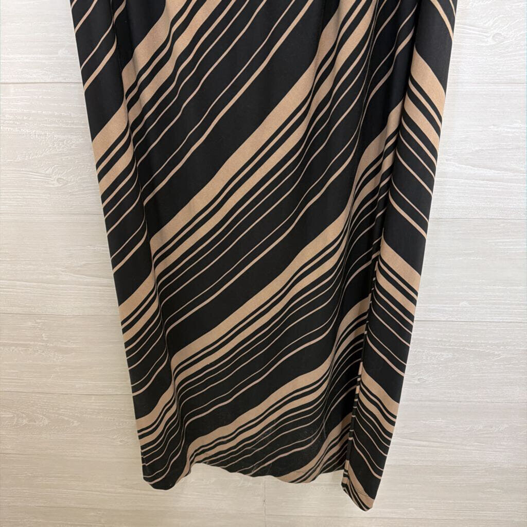 Soma Black/ Brown Striped Halter Neck Maxi Dress Large